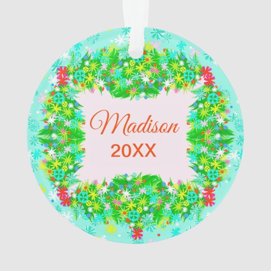 Merry & Bright Wreath Ornament (achterkant)