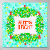 Merry & Bright Wreath Poster (Voorkant)
