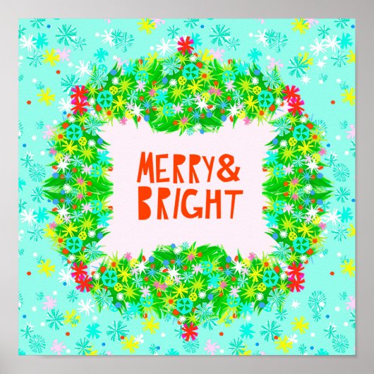 Merry & Bright Wreath Poster (Voorkant)
