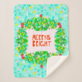 Merry & Bright Wreath Sherpa Deken (Voorkant)