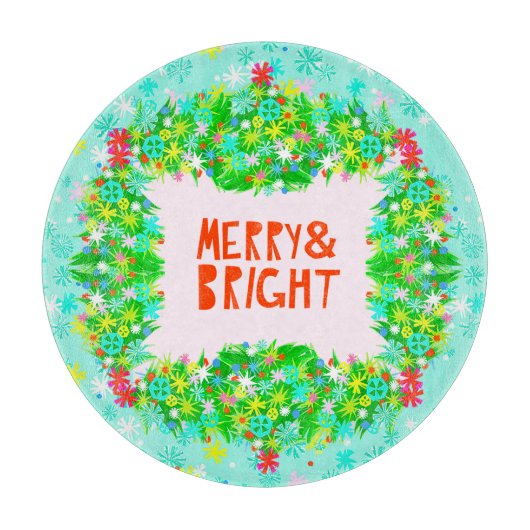 Merry & Bright Wreath Snijplank (Voorkant)
