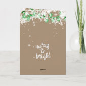 Merry & Bright Writing Green Snow Tree Light Kraft Feestdagen Kaart (Achterkant)