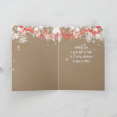 Merry & Bright Writing Red Snowy Tree Lights Kraft Feestdagen Kaart (Binnen)