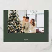 Merry BrightStor Script Photo Green Folie Feestdagenkaart (Achterkant)