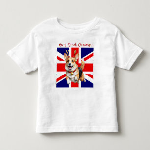 Merry British Christmas Corgi Reindeer Antlers Kinder Shirts