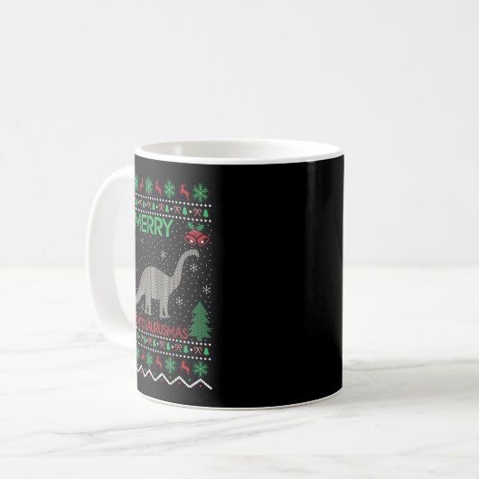 Merry Brontosaurus Xmas Gift Ugly Brontosaurus Chr Koffiemok (Voorkant links)