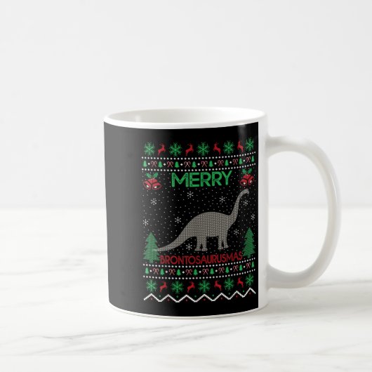 Merry Brontosaurus Xmas Gift Ugly Brontosaurus Chr Koffiemok (Rechts)
