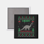 Merry Brontosaurus Xmas Gift Ugly Brontosaurus Chr Magneet (Voorkant / Achterkant)