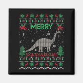 Merry Brontosaurus Xmas Gift Ugly Brontosaurus Chr Magneet (Voorkant)