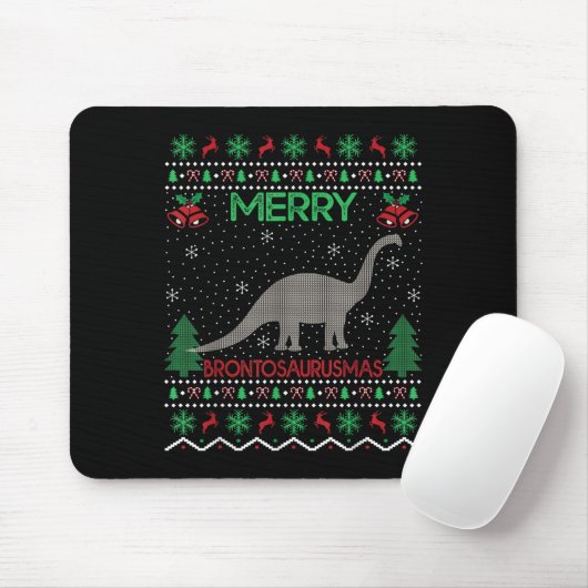 Merry Brontosaurus Xmas Gift Ugly Brontosaurus Chr Muismat (Met muis)