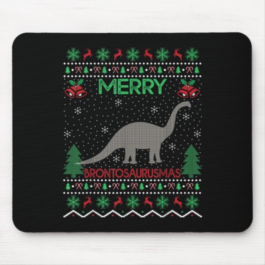Merry Brontosaurus Xmas Gift Ugly Brontosaurus Chr Muismat (Voorkant)