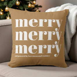 Merry Brown Witte Typografie Leuke Kerstvakantie Kussen