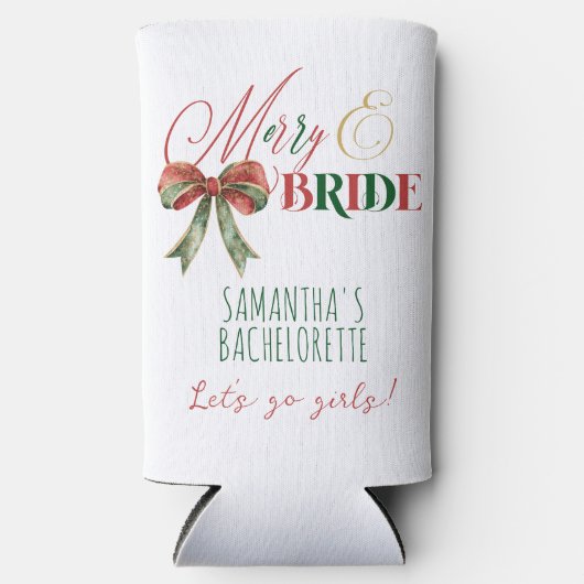 Merry & Bruid Winter Kerst Bruid Bachelorette Seltzer Blikjeskoeler (Voorkant)