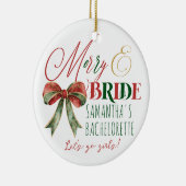 Merry & Bruid Winter Kerst Bruid Verloving Keramisch Ornament (Rechts)