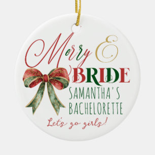 Merry & Bruid Winter Kerst Bruid Verloving Keramisch Ornament