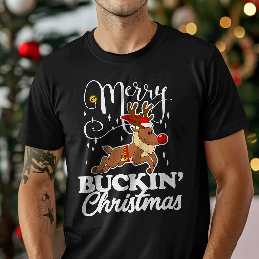 Merry Buckin' Christmas Rudolph Rendier Grappig T-shirt