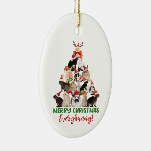 Merry Bunny Kerstmis Keramisch Ornament (Rechts)