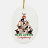 Merry Bunny Kerstmis Keramisch Ornament (Voorkant)