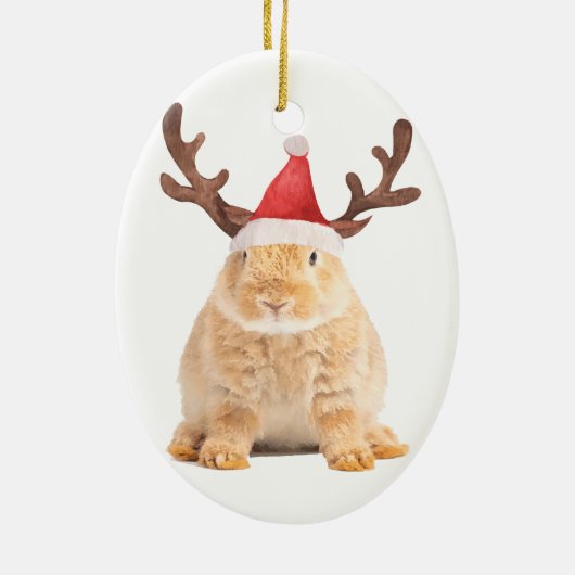 Merry Bunny Kerstmis Keramisch Ornament (Achterkant)