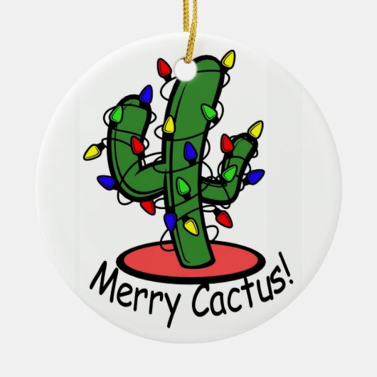 Merry Cactus Keramisch Ornament (Voorkant)