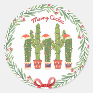 Merry Cactus Ronde Sticker