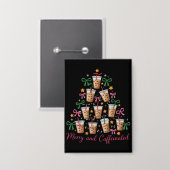 Merry & Caffeinated Xmas Coquette koffie latte Button (Voorkant / Achterkant)