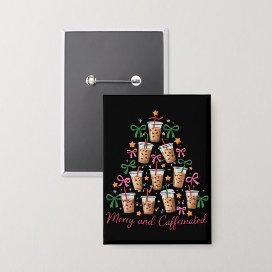 Merry & Caffeinated Xmas Coquette koffie latte Button (Voorkant / Achterkant)