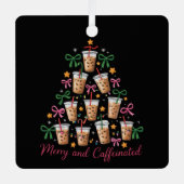 Merry & Caffeinated Xmas Coquette koffie latte Metalen Ornament (Voorkant)