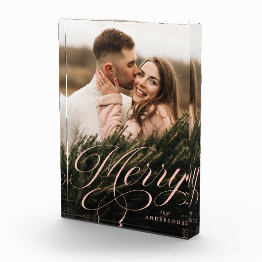 Merry Calligraphy Blush Script Holiday Fotoblokken (Rechts)