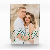 Merry Calligraphy Green Script Holiday Fotoblokken (Voorkant)