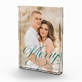 Merry Calligraphy Green Script Holiday Fotoblokken (Rechts)