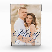 Merry Calligraphy Navy Script Holiday Fotoblokken (Voorkant)