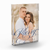 Merry Calligraphy Navy Script Holiday Fotoblokken (Links)