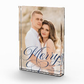 Merry Calligraphy Navy Script Holiday Fotoblokken (Rechts)