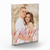 Merry Calligraphy Red Script Holiday Fotoblokken (Links)