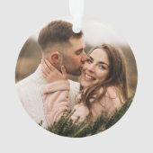 Merry Calligraphy Script Navy Blue Photo Ornament (achterkant)