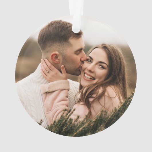 Merry Calligraphy Script Navy Blue Photo Ornament (achterkant)