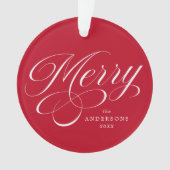 Merry Calligraphy Script Rode Foto Ornament (voorkant)