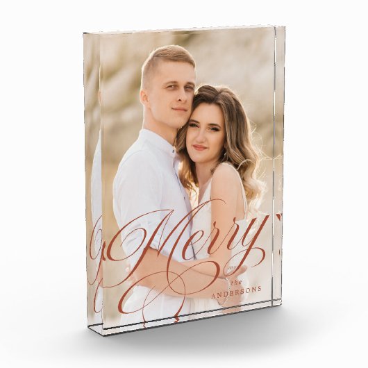 Merry Calligraphy Terracotta Script Holiday Fotoblokken (Links)