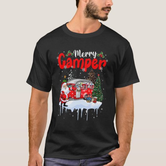 Merry Camper Christmas Santa Camper Camping Truck  T-shirt (Voorkant)