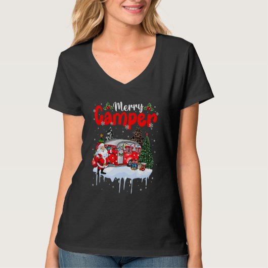 Merry Camper Christmas Santa Camper Camping Truck  T-shirt (Voorkant)