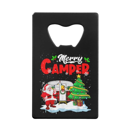 Merry Camper Kerstkerstkerstkerstman Camping Truck Creditkaart Flessenopener (Voorkant)