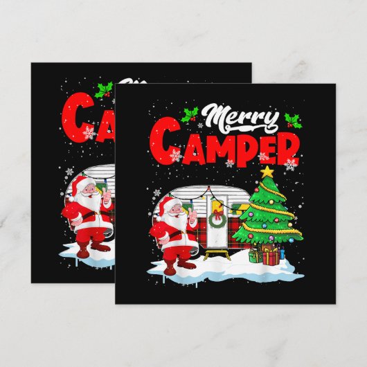 Merry Camper Kerstkerstkerstkerstman Camping Truck Kaart (Voorkant / Achterkant)