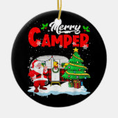 Merry Camper Kerstkerstkerstkerstman Camping Truck Keramisch Ornament (Voorkant)