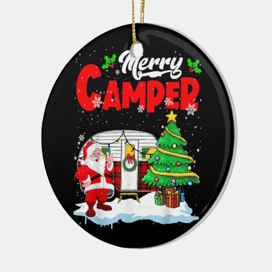 Merry Camper Kerstkerstkerstkerstman Camping Truck Keramisch Ornament (Links)