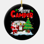 Merry Camper Kerstkerstkerstkerstman Camping Truck Keramisch Ornament (Achterkant)