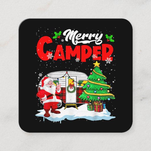Merry Camper Kerstkerstkerstkerstman Camping Truck Vierkante Visitekaartje (Voorkant)