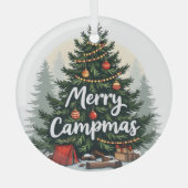Merry Campmas Camping Theme Kerstboom Glas Ornament (Voorkant)