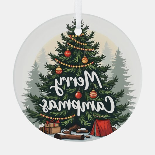 Merry Campmas Camping Theme Kerstboom Glas Ornament (Achterkant)