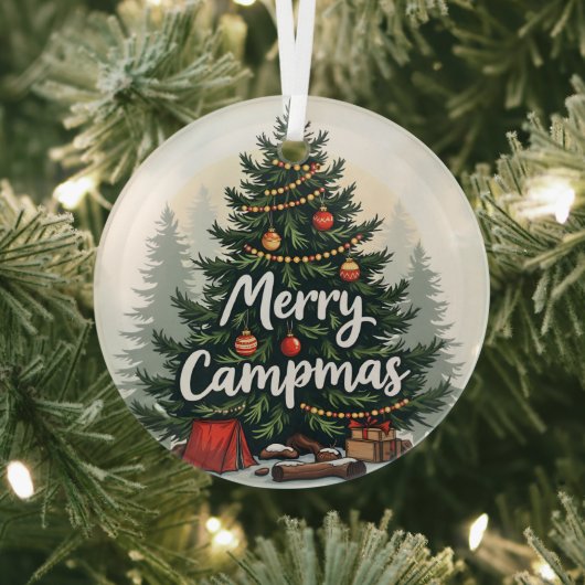 Merry Campmas Camping Theme Kerstboom Glas Ornament (Insitu)